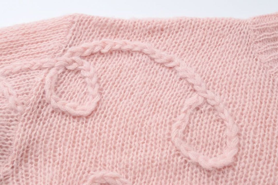 Crewneck long sleeve knitted abstract pattern top  | Festival Outfits Women