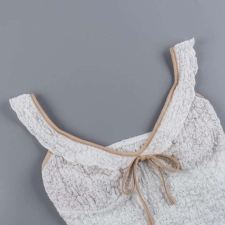 V neck ruffle textured smocked cami top  | Festival Outfits Women