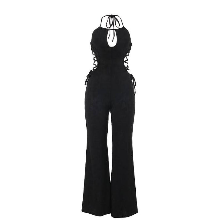 Halter hollow out self tie jumpsuit  | Festival Outfits Women
