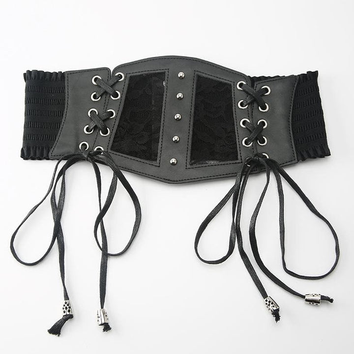 Lace up patchwork PU leather corset  | Festival Outfits Women