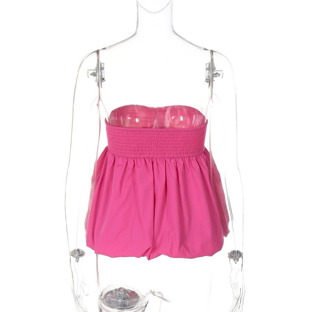 Ruched backless solid tube top  | Festival Outfits Women
