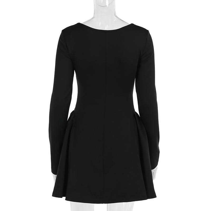 Long sleeve sweetheart neck bowknot mini dress  | Festival Outfits Women