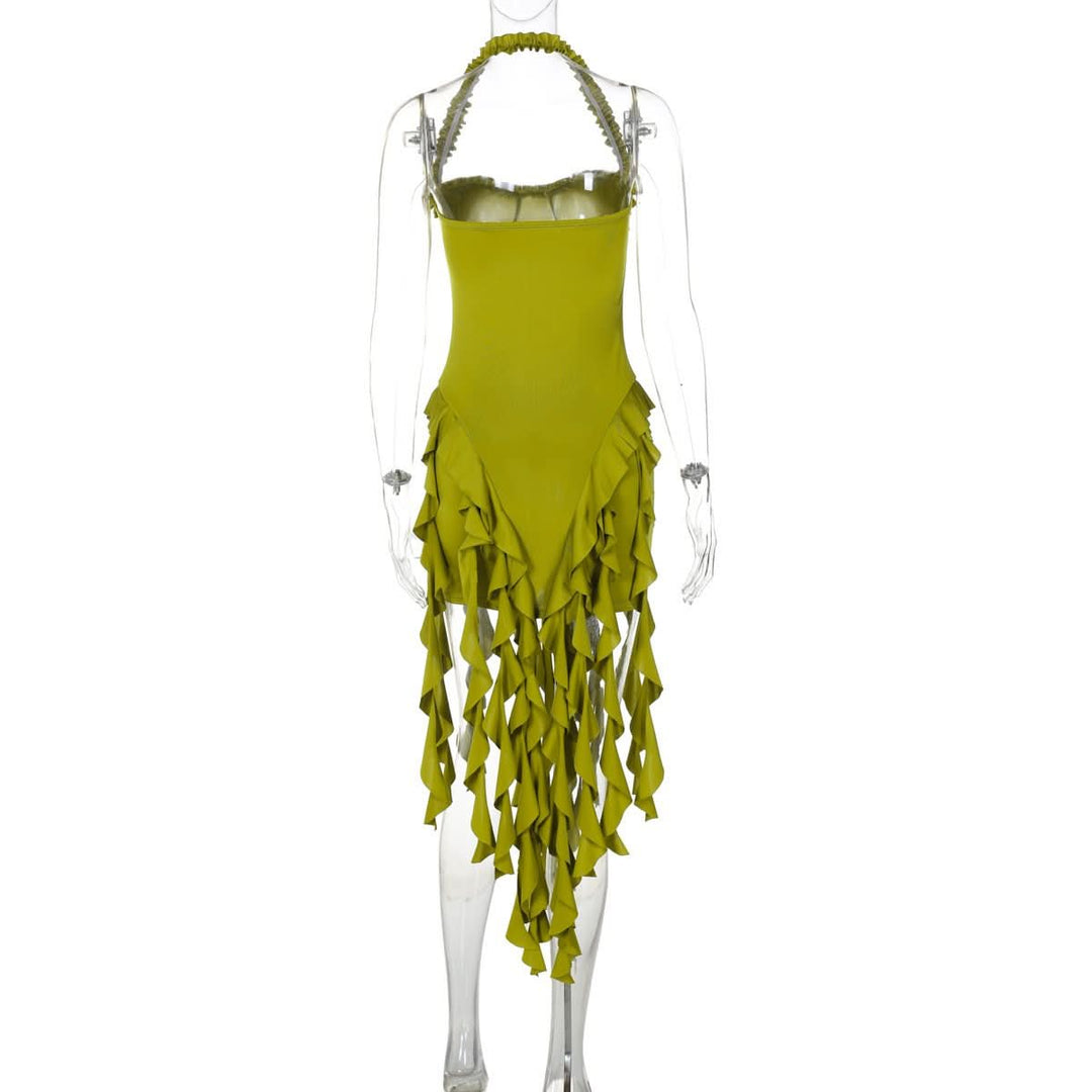 Halter ruffle backless midi dress  | Festival Outfits Women