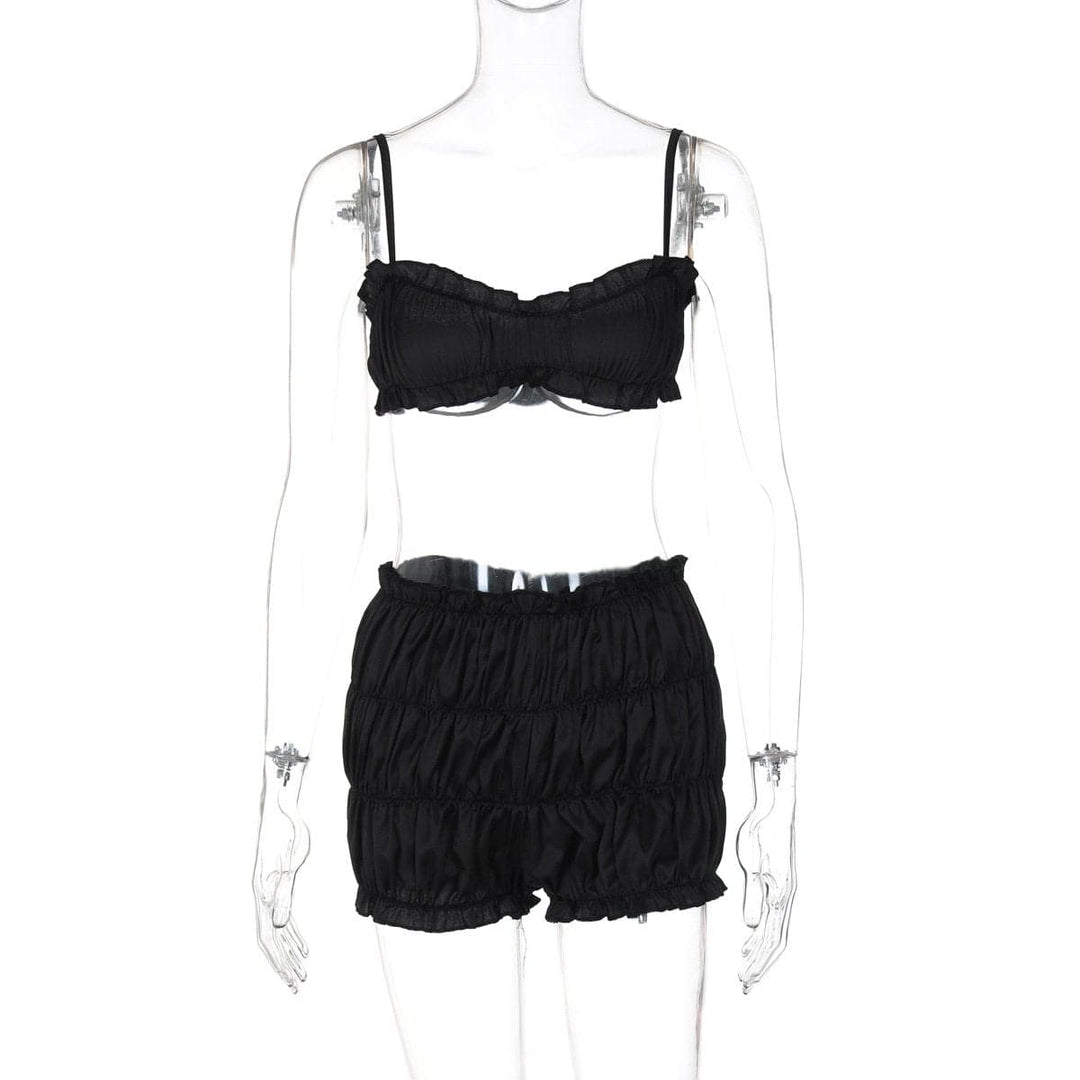 Smocked ruched solid cami pant set  | Festival Outfits Women