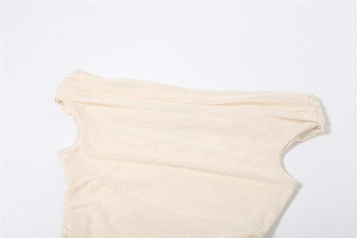 Off shoulder sheer mesh ruffle top  | Festival Outfits Women