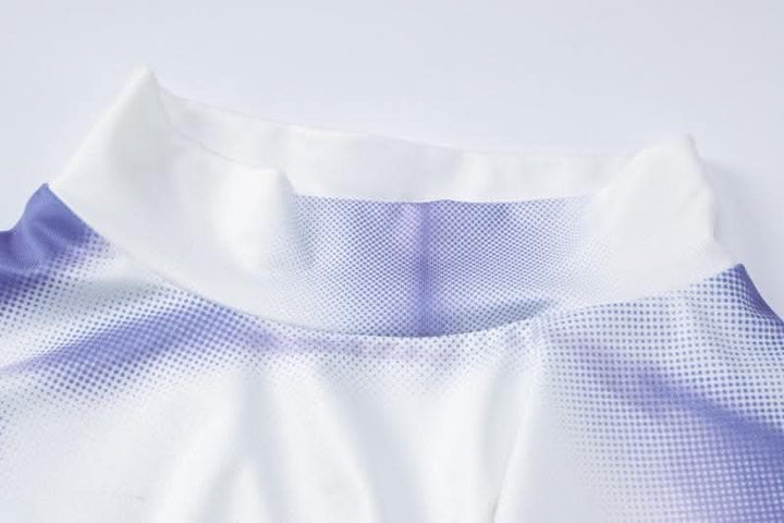 Short sleeve high neck contrast body print mini skirt set-final-sale  | Festival Outfits Women