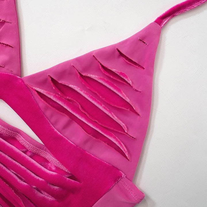 Hollow out self tie halter backless v neck crop top-final-sale  | Festival Outfits Women