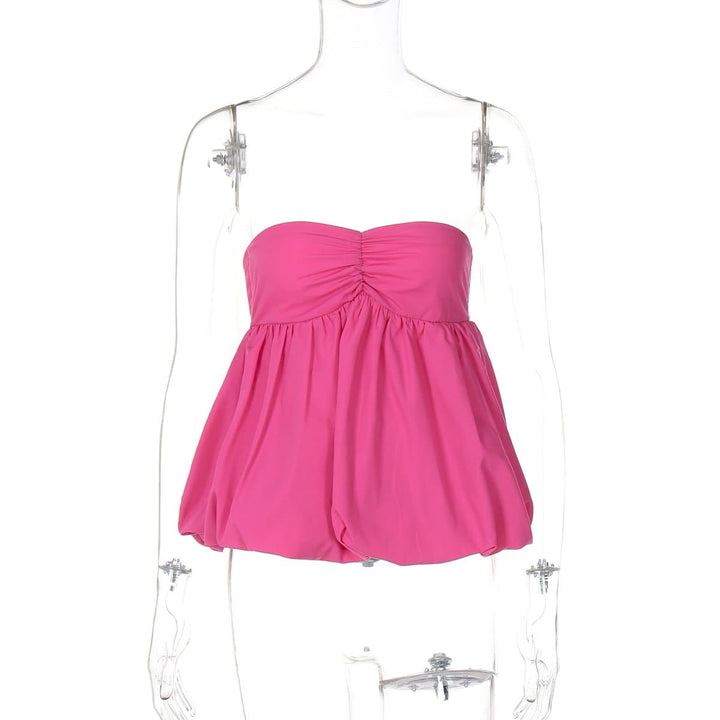 Ruched backless solid tube top  | Festival Outfits Women