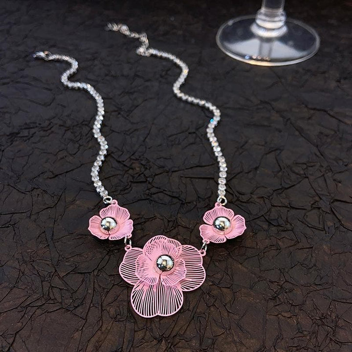 Plum blossom decor rhinestone necklace  | Festival Outfits Women
