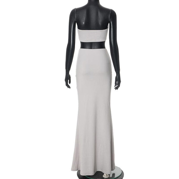 Backless solid tube maxi skirt set  | Festival Outfits Women