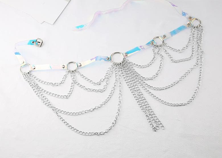 PU leather layered metal chain o ring belt  | Festival Outfits Women