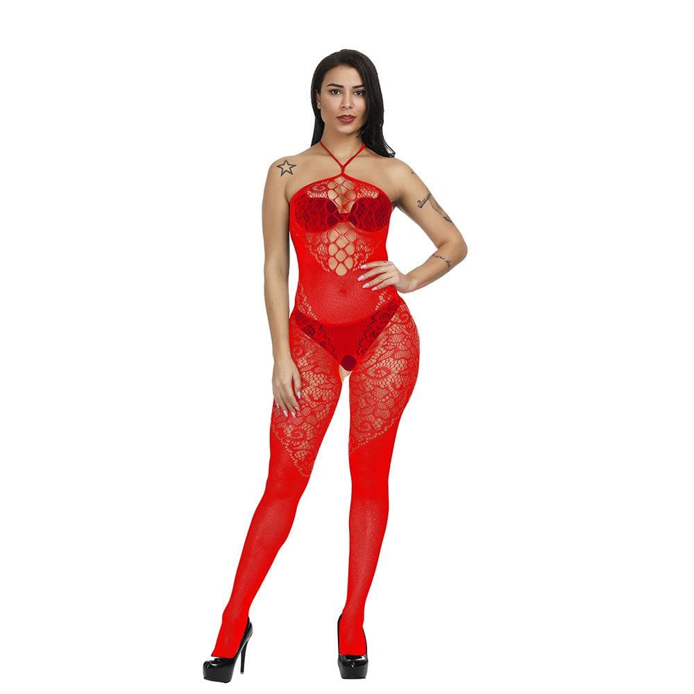 Halter patchwork lace backless bodystocking  | Festival Outfits Women
