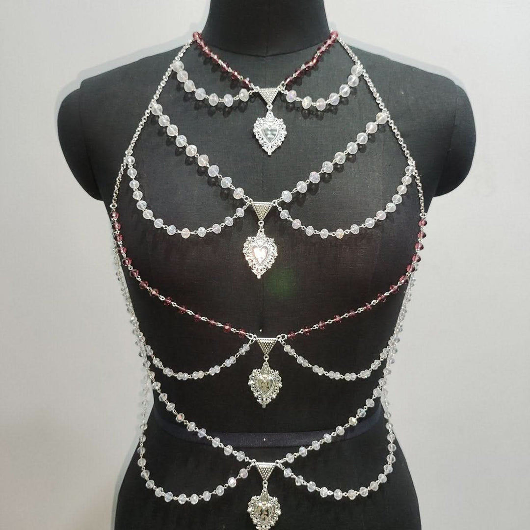 Halter layered pendant beaded backless top  | Festival Outfits Women