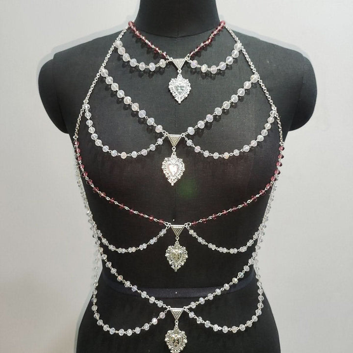 Halter layered pendant beaded backless top  | Festival Outfits Women