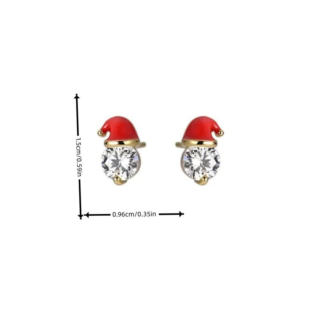 Rhinestone santa hat decor stud earrings  | Festival Outfits Women