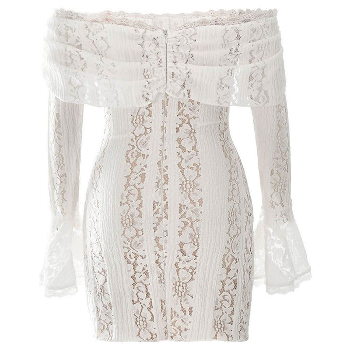Long flared sleeve off shoulder lace mini dress  | Festival Outfits Women