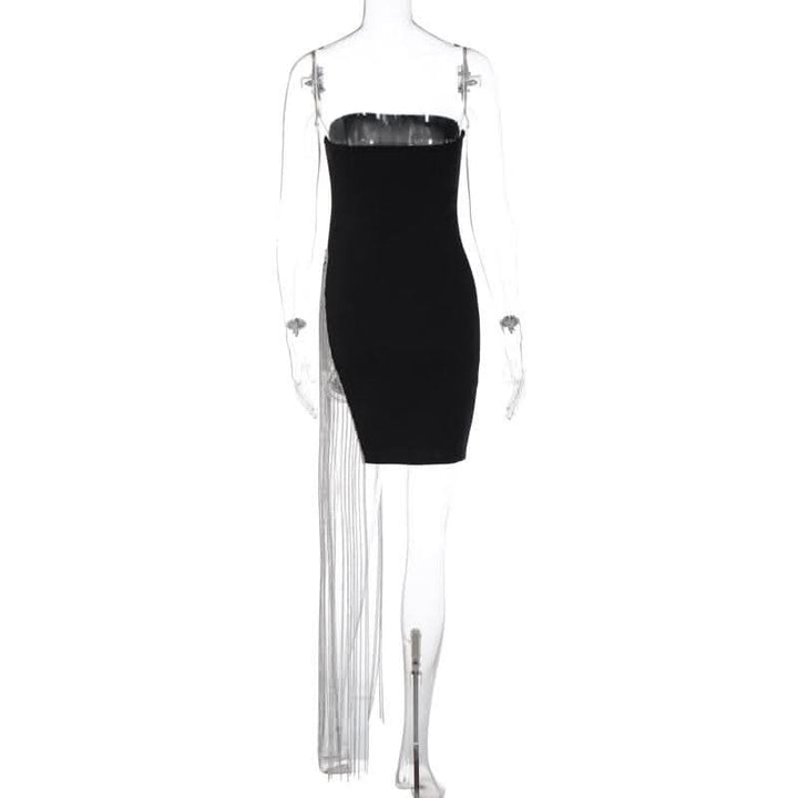 Beaded slit tassels backless patchwork tube mini dress-final-sale  | Festival Outfits Women