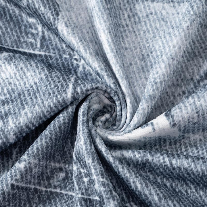 Cap sleeve crewneck denim print maxi dress  | Festival Outfits Women