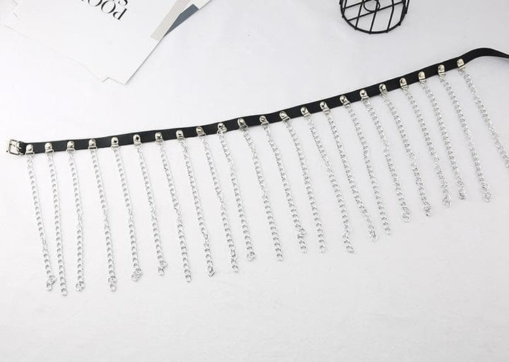 PU leather metal chain tassels belt  | Festival Outfits Women