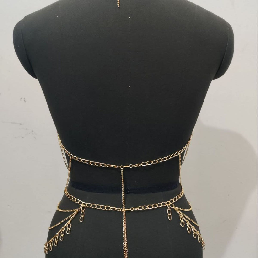 Halter metal chain hollow out cut out top  | Festival Outfits Women