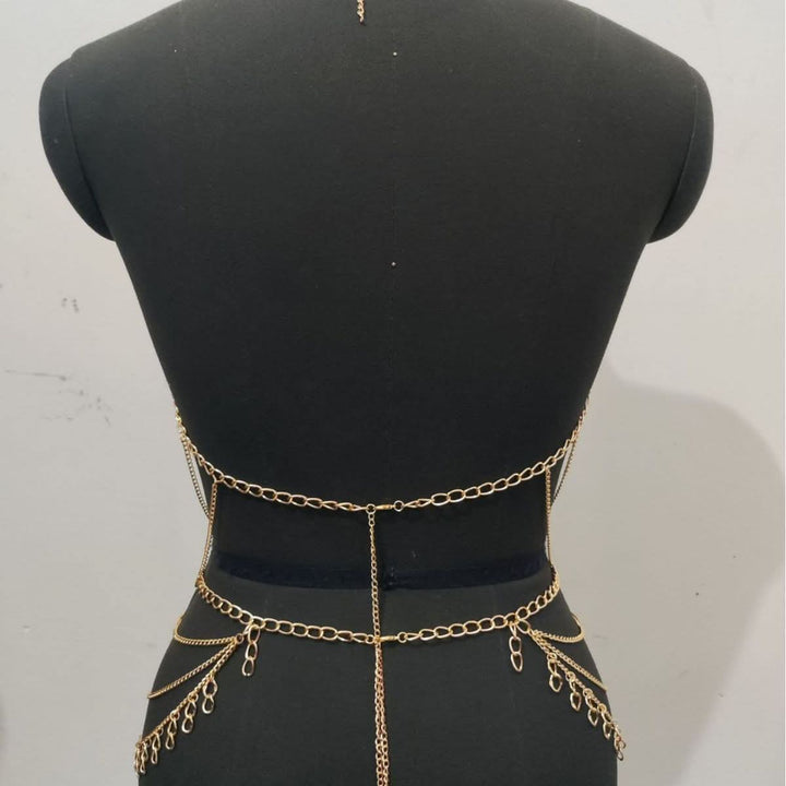 Halter metal chain hollow out cut out top  | Festival Outfits Women