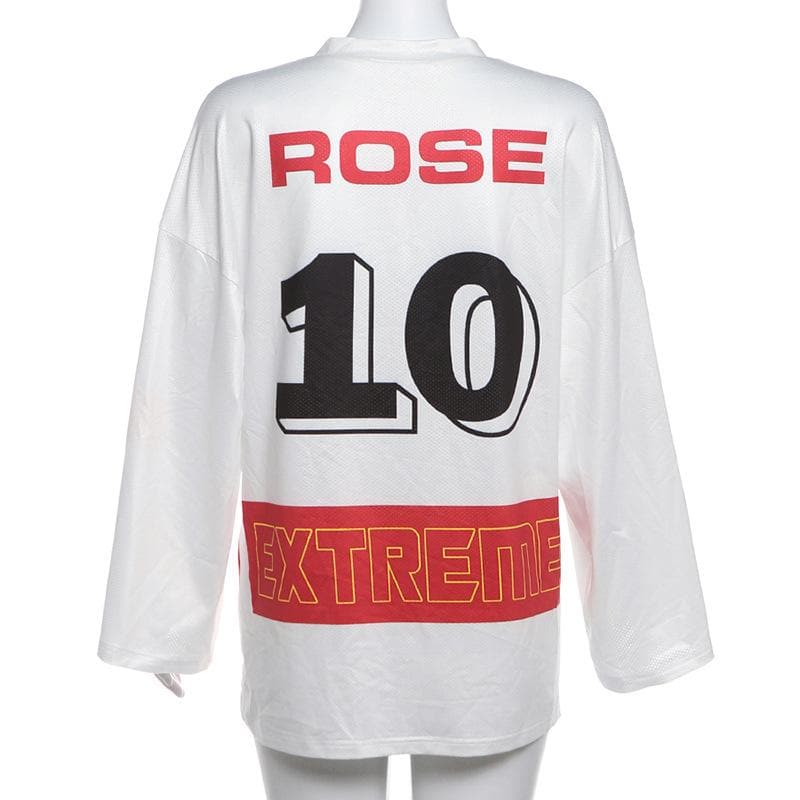 Long sleeve v neck letter print contrast top  | Festival Outfits Women
