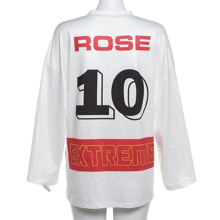Long sleeve v neck letter print contrast top  | Festival Outfits Women