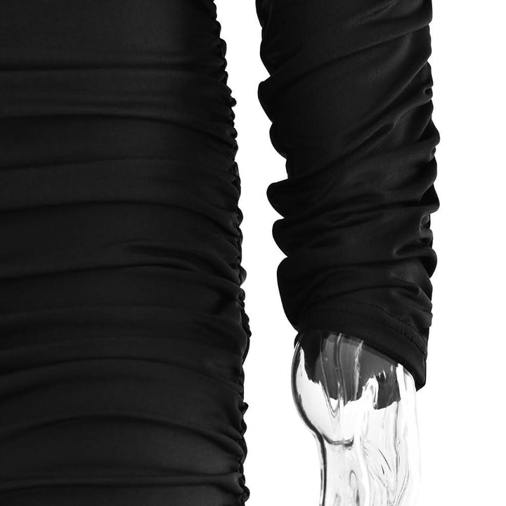 Off shoulder long sleeve ruched mini dress  | Festival Outfits Women