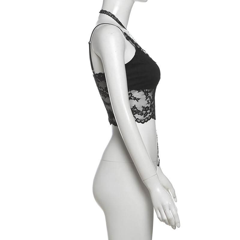 Halter v neck lace cami top  | Festival Outfits Women