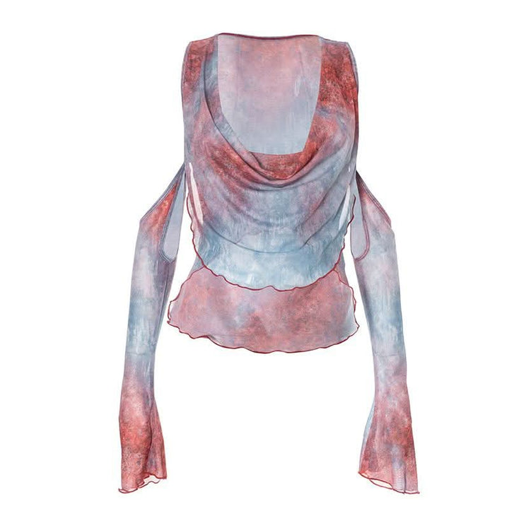 Cowl neck off shoulder ruffle top  | Festival Outfits Women