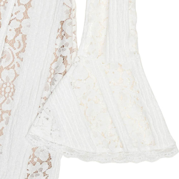 Long flared sleeve off shoulder lace mini dress  | Festival Outfits Women