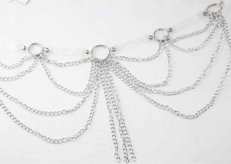 PU leather layered metal chain o ring belt  | Festival Outfits Women