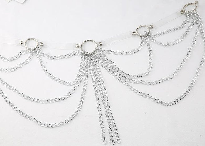 PU leather layered metal chain o ring belt  | Festival Outfits Women