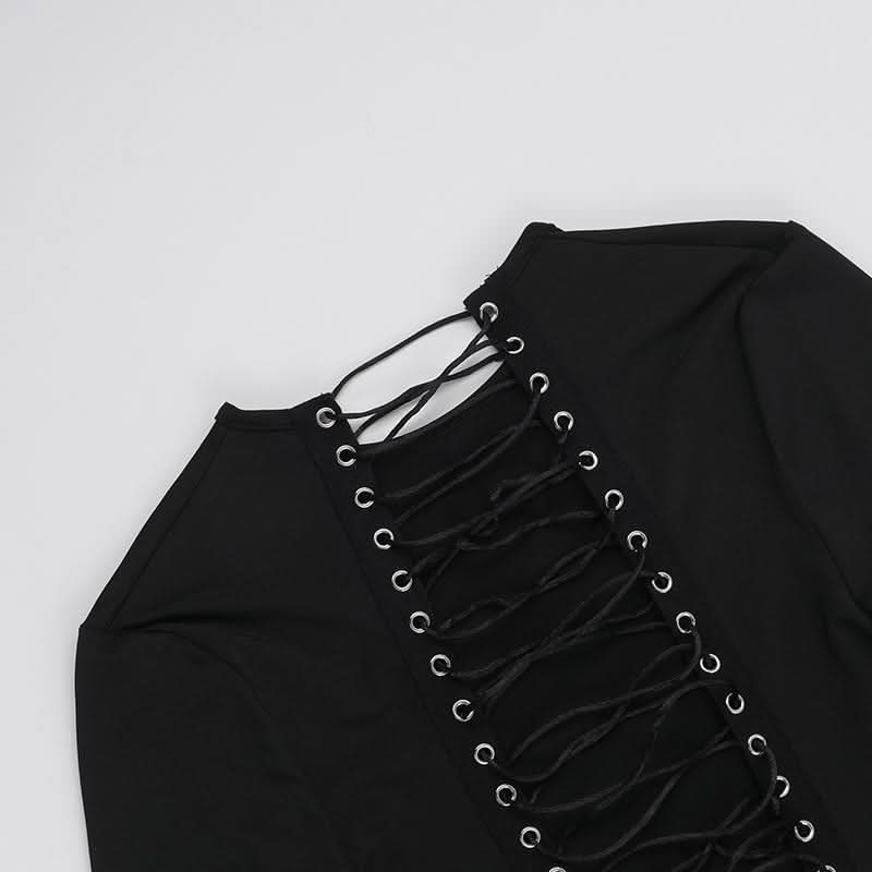 Long sleeve lace up mini dress  | Festival Outfits Women
