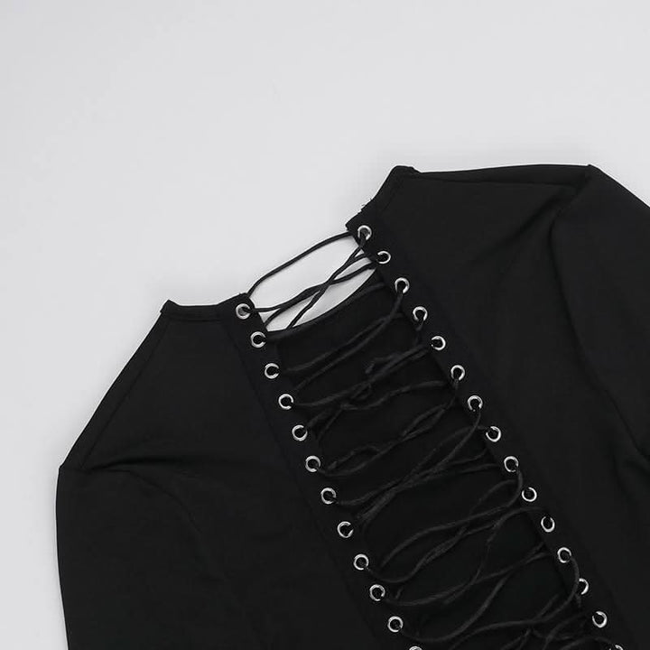 Long sleeve lace up mini dress  | Festival Outfits Women