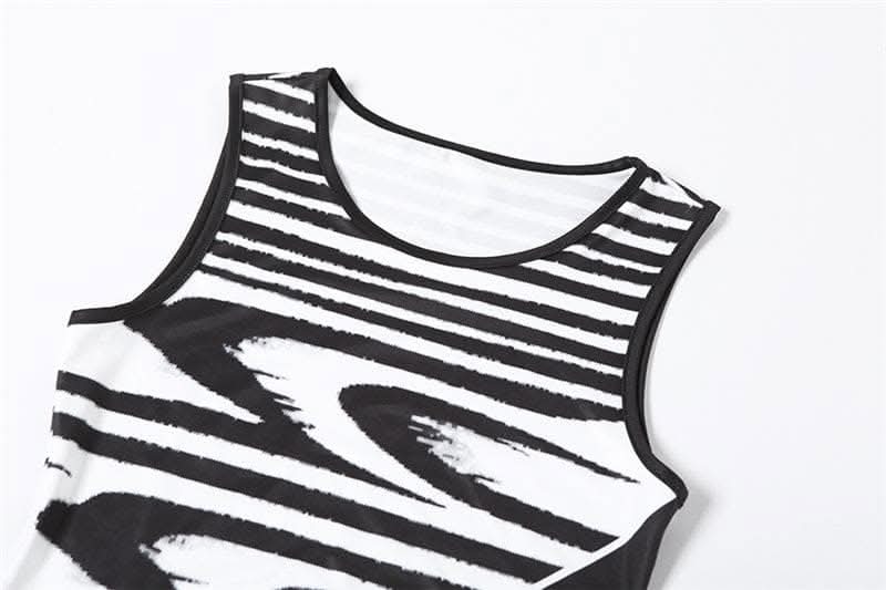 Striped contrast sleeveless round neck maxi dress-final-sale  | Festival Outfits Women