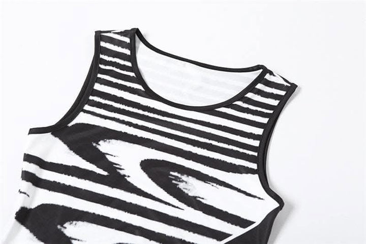 Striped contrast sleeveless round neck maxi dress-final-sale  | Festival Outfits Women