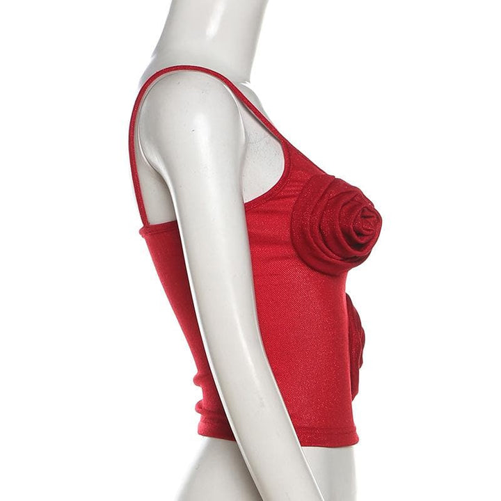 Kayan ado na fure na u neck glitter cami top | Kayan bikin mata