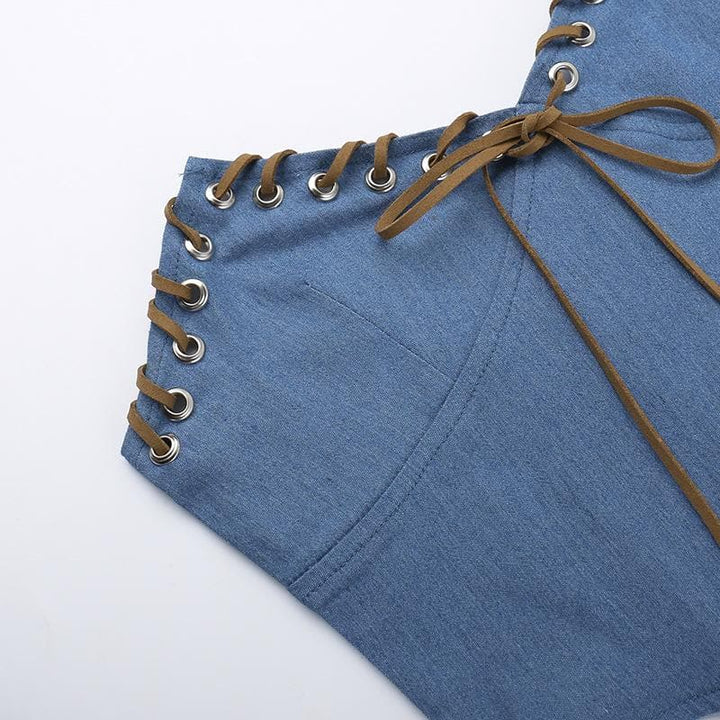 Siket ɗin siket mai tsini mai siffar zip mai kama da na Denim | Kayan Biki na Mata