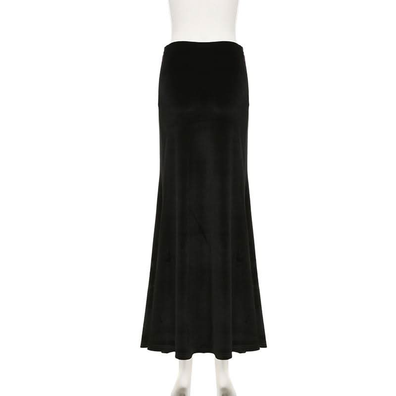 Velvet lace hem beaded maxi skirt  | Festival Outfits Women
