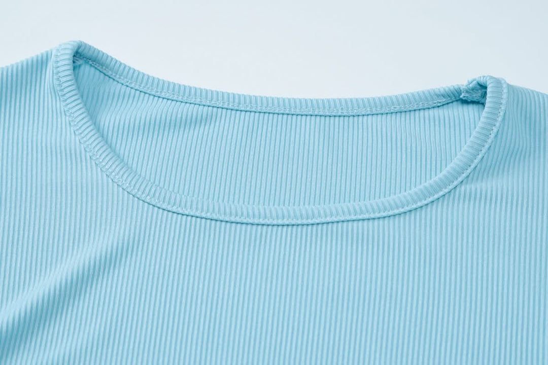 Long flared sleeve crewneck ribbed pant set  | Festival Outfits Women