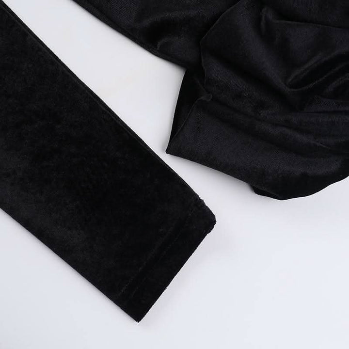 Long sleeve crewneck velvet ruffle mini dress  | Festival Outfits Women