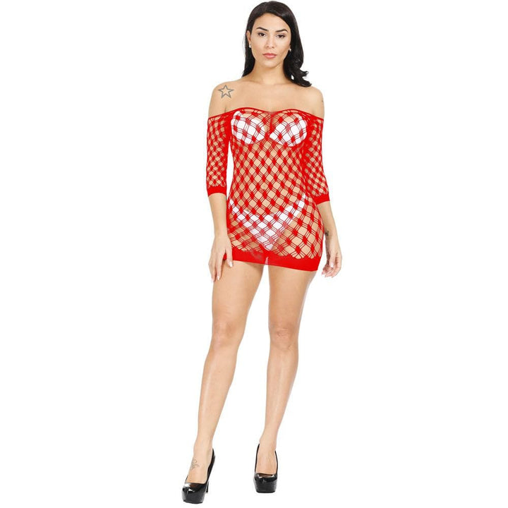 Long sleeve off shoulder net backless mini dress  | Festival Outfits Women