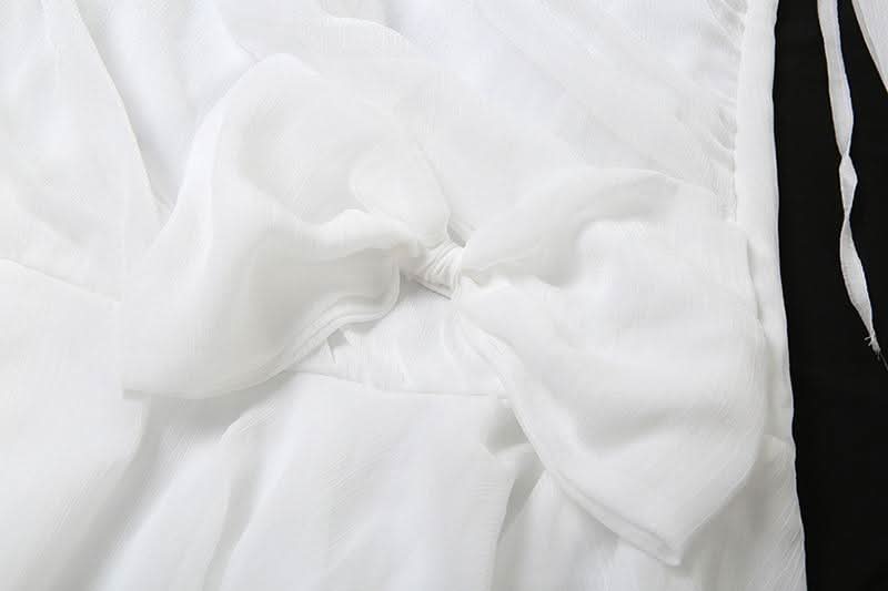 Halter off shoulder chiffon bowknot ruffle mini dress  | Festival Outfits Women