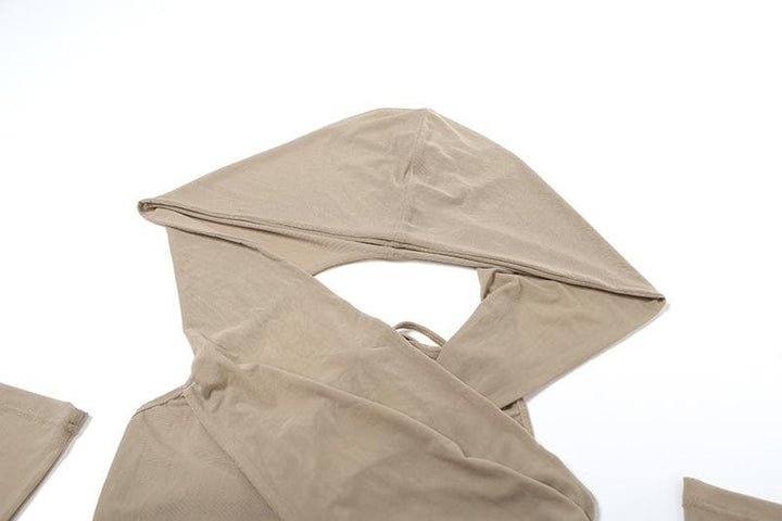 Hoodie gloves sheer mesh top  | Festival Outfits Women