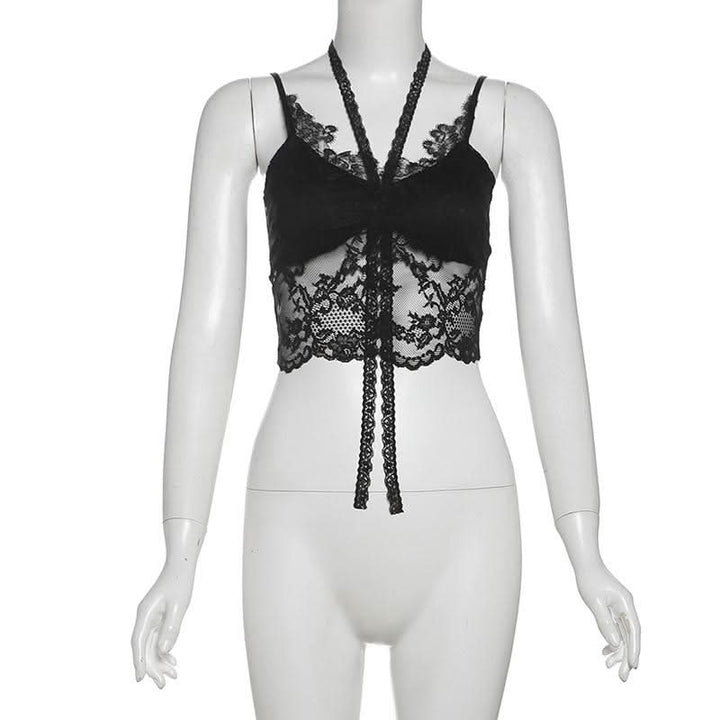 Halter v neck lace cami top  | Festival Outfits Women