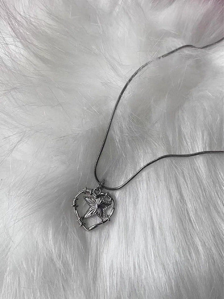 Star pendant metal chain layered choker necklace  | Festival Outfits Women