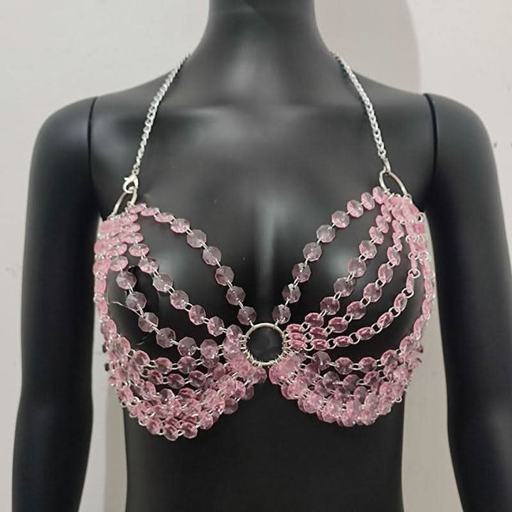 Halter o ring crystal hollow out backless crop cut out top  | Festival Outfits Women
