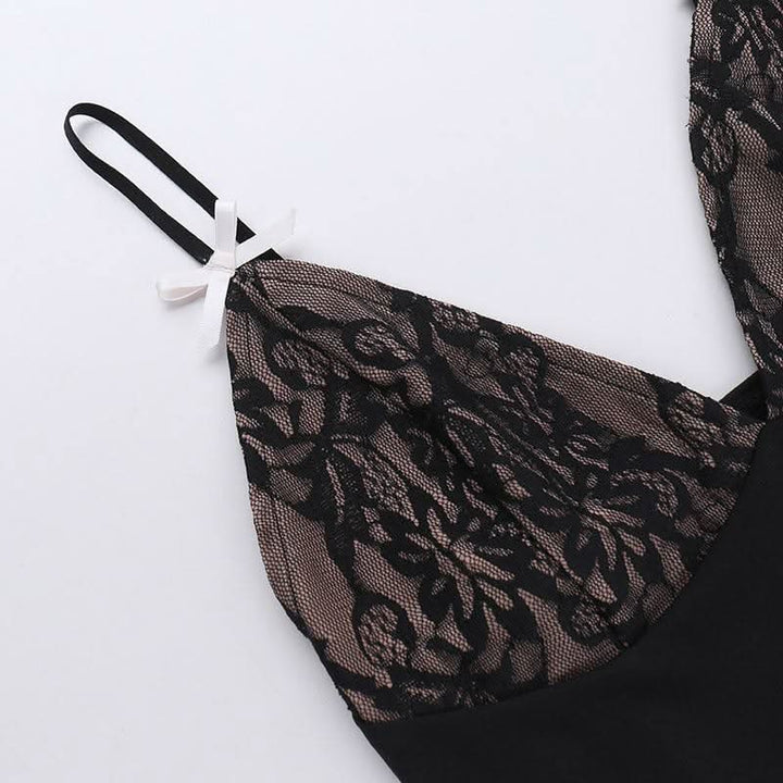 Bowknot deep V neck backless lace cami top  | Festival Outfits Women