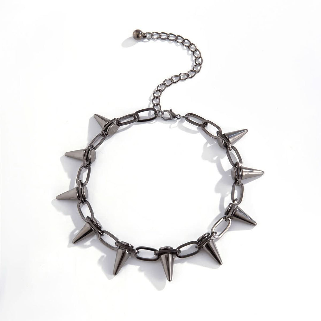 Rivet decor metal chain choker necklace  | Festival Outfits Women